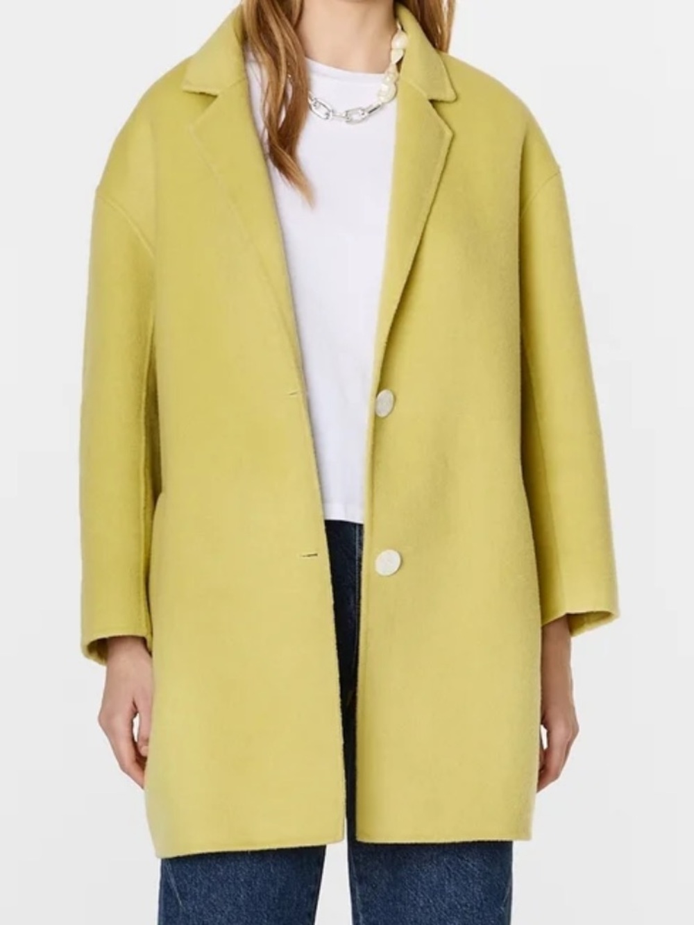 Bimba Y Lola Short Coat: Women’s Oversized Lime Green Wool Coat